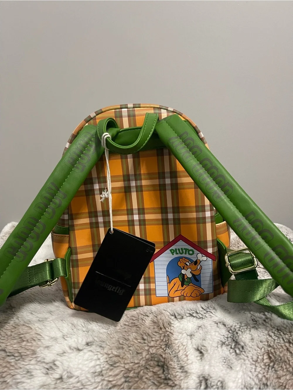 Loungefly Disney Pluto Plaid Mini Backpack - Yellow/Orange/Green